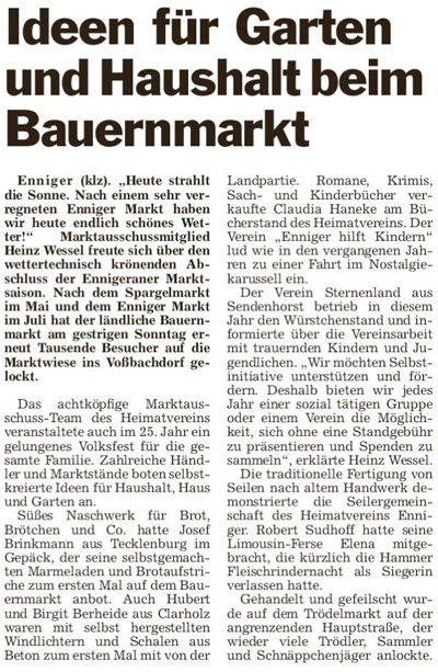 Bauernmarkt Enniger 2014 Bericht "Die Glocke"